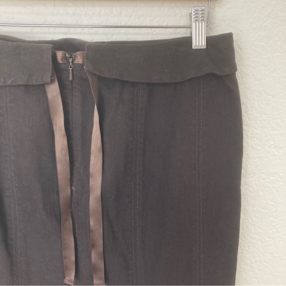 Etcetera Brown Denim Skirt with Satin Ties, Size 6 - Picture 2 of 6